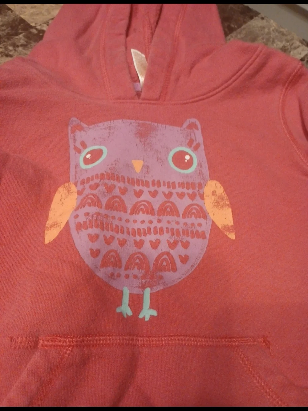 Cat & Jack Girls Orange Leopard Hoodie Set and Pink Owl Hoodie Set